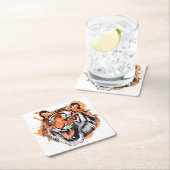 「轟音の虎のポートレート」 スクエアペーパーコースター (インサイチュ)