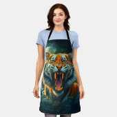 轟音の虎の月に照らされたジャングル エプロン (着用した状態)