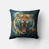 轟音の虎の月に照らされたジャングル クッション (裏面)