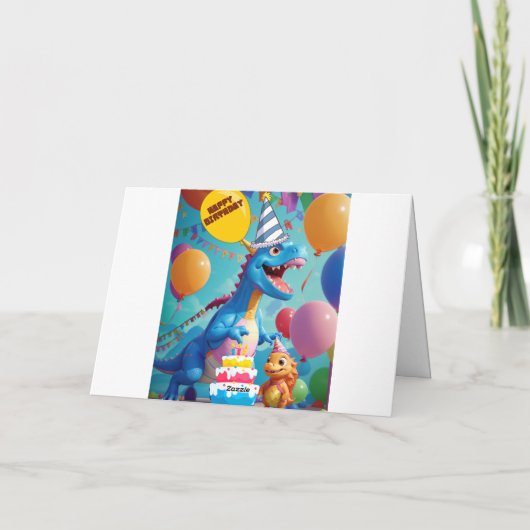 轟音の誕生日はTレックス恐竜を願う カード (裏面)