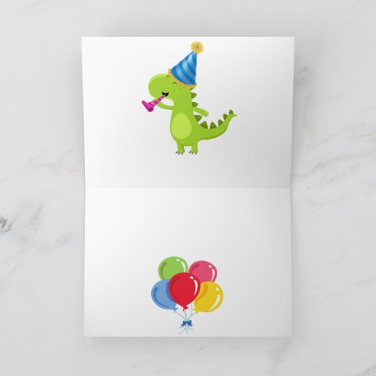 轟音の誕生日はTレックス恐竜を願う カード (内部)