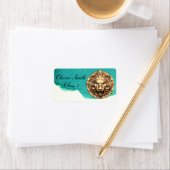 轟音の金ゴールドライオンパーソナライズされたヘッドスクールラベル ラベル (インサイチュ)