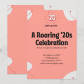 轟音の20年代のお祝い 招待状 (正面/裏面)