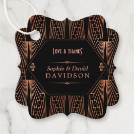 轟音の20年代の素晴らしギャツビー銅アールデコ結婚ズ フェイバータグ