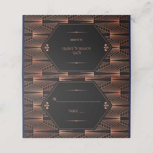 轟音の20年代の素晴らしギャツビー銅アールデコ結婚ズ プレイスカード (外部開封)