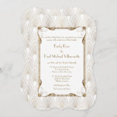 轟音の20年代ギャツビー素晴らし金ゴールドホワイト結婚ズ 招待状 (正面/裏面)