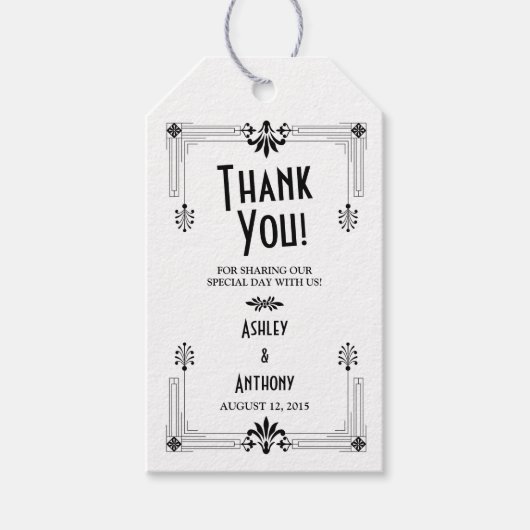 轟音の200年代のアールデコ結婚ズ ギフトタグ (正面)