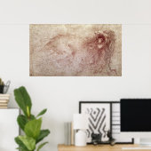 轟音を上げる獅子のスケッチ ポスター (ホームオフィス)