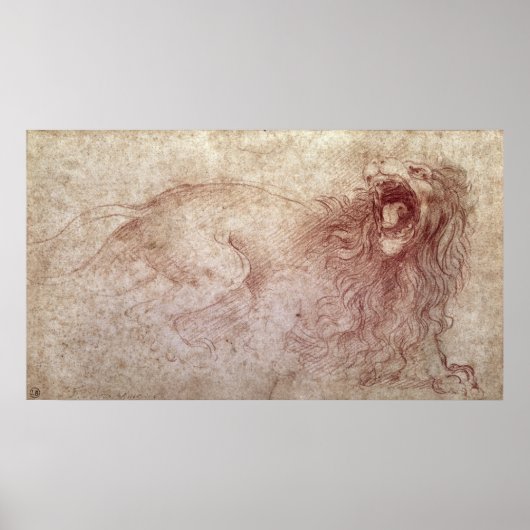 轟音を上げる獅子のスケッチ ポスター (正面)