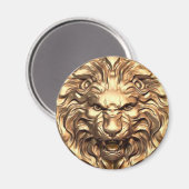 轟音を上げる金ゴールド獅子頭 マグネット (正面/裏面)