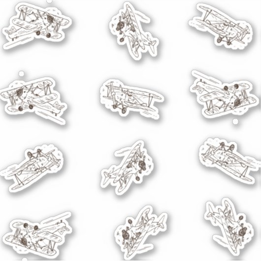 轟音アールデコの飛行機 – スケッチされたカスタム切断 シール (正面)