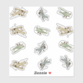 轟音アールデコの飛行機 – 青い緑のカスタム切り取り シール (シート)