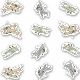 轟音アールデコの飛行機 – 青い緑のカスタム切り取り シール