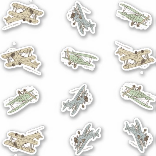 轟音アールデコの飛行機 – 青い緑のカスタム切り取り シール (正面)