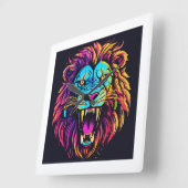 「轟音エンジェスティ・タイガー顔ウォールクロック」 スクエア壁時計 (傾斜)