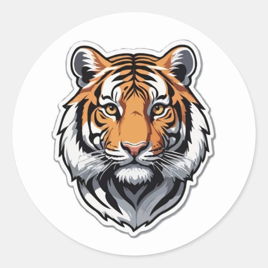 轟音ベンガルタイガー顔ステッカー ラウンドシール (正面)
