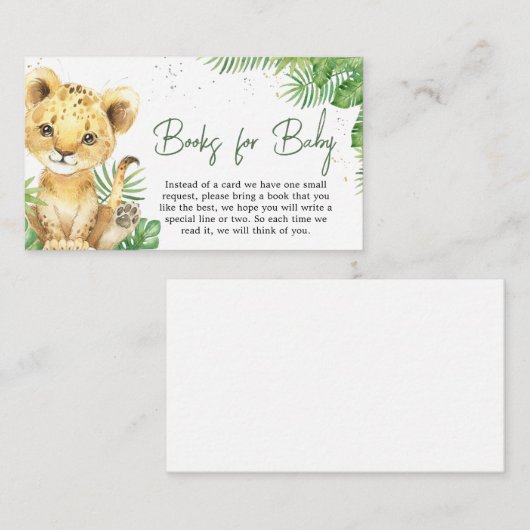 轟音ライオン赤ちゃんシャワー本ベビー エンクロージャーカード (正面/裏面)