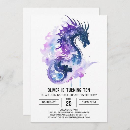 轟音威厳のあるおもしろい中世誕生日 招待状 (正面/裏面)