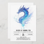 轟音威厳のあるおもしろい誕生日 招待状 (正面/裏面)