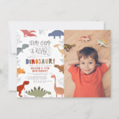 轟音!カラフル恐竜写真少年バースデーパーティー 招待状 (正面)