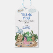 轟音！恐竜の誕生日パーティーの好意 ギフトタグ (正面)