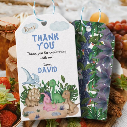 轟音！恐竜の誕生日パーティーの好意 ギフトタグ