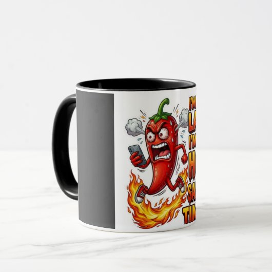 辛いもの好きのためのマグカップ I'm On Hot Sauce Time Funny Coffee マグカップ (正面左)