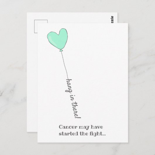 辛い時でも諦めないで! - がんと闘う - かわいい水色風船 ポストカード (正面/裏面)