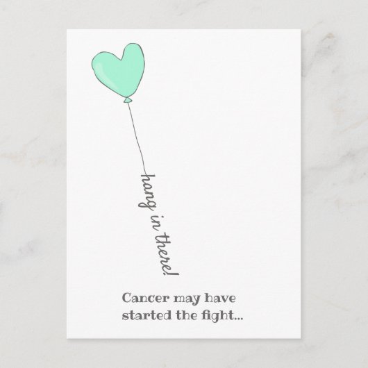 辛い時でも諦めないで! - がんと闘う - かわいい水色風船 ポストカード (正面)