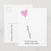 辛い時でも頑張って！ - コロナに打ち勝て - かわいいピンクの風船 ポストカード (正面/裏面)