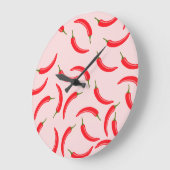 辛い赤唐辛子模様 ラージ壁時計 (傾斜)