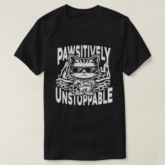 辛らつに止められないおもしろい猫クール Tシャツ (デザイン正面)