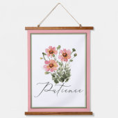 辛抱強いピンクの水色フローラ 吊り下げ型タペストリー (正面)