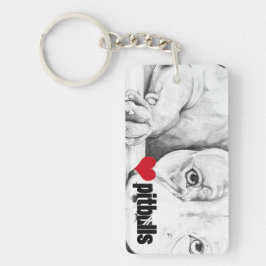 辛抱強く待つ(ハートピットブル) キーホルダー