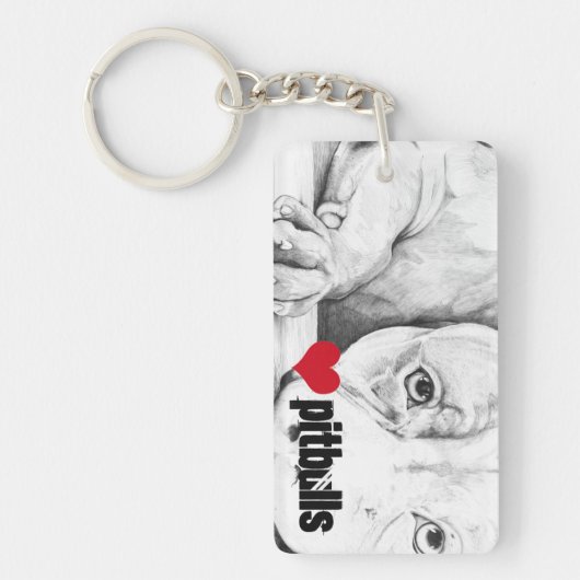 辛抱強く待つ(ハートピットブル) キーホルダー (正面)