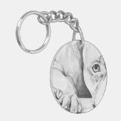 辛抱強く待つ(ハートピットブル) キーホルダー (正面左)