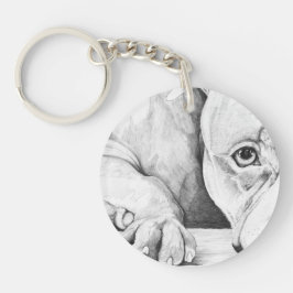 辛抱強く待つ(ハートピットブル) キーホルダー