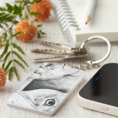 辛抱強く待つ(ハートピットブル) キーホルダー (正面右)