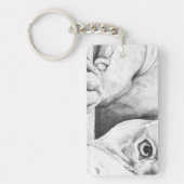 辛抱強く待つ(ハートピットブル) キーホルダー (正面)