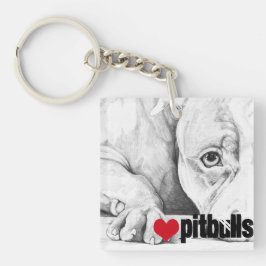 辛抱強く待つ(ハートピットブル) キーホルダー