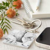 辛抱強く待つ(ハートピットブル) キーホルダー (正面右)