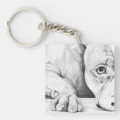 辛抱強く待つ(ハートピットブル) キーホルダー (正面)