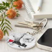 辛抱強く待つ(ハートピットブル) キーホルダー (正面右)