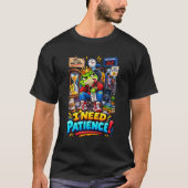 辛抱強く待とう – 面白いカエルTシャツ Tシャツ (正面)
