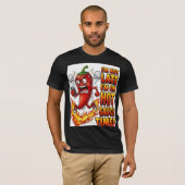 辛辣なソースの時間 面白Tシャツ | スパイシー唐辛子 Tシャツ (正面フル)