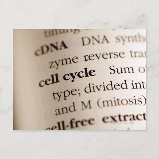 辞書における化学用語のクローズアップ ポストカード (正面)