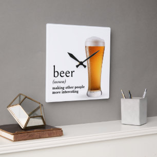 辞書によるビールの定義 スクエア壁時計