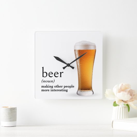 辞書によるビールの定義 スクエア壁時計 (ホーム)