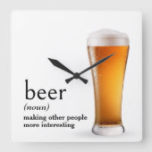 辞書によるビールの定義 スクエア壁時計 (正面)