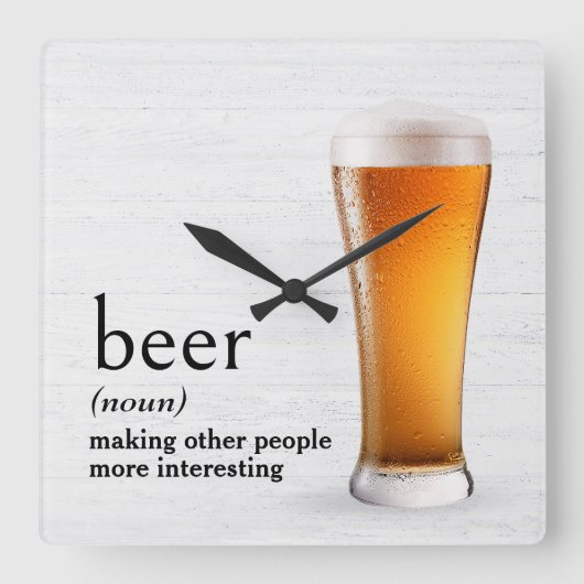 辞書のビール定義 スクエア壁時計 (正面)